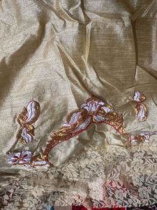 Elegant Beige &amp; Maroon Saree unused and marriage