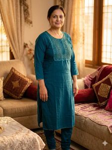 Teal Blue Kurta Set with Pants