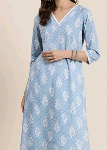 Sky Blue Printed Kurta