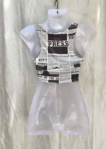 I. Newspaper Print Crop Top