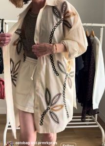 Embroidered Oversized Shirt or Beach Cover-Up