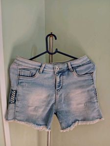 Denim Shorts with Braided Detail