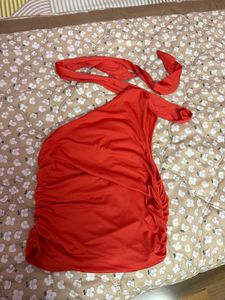 Chic One-Shoulder Scarf Neck Ruched Top