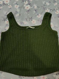 Green Ribbed Tank Top