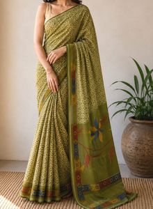 Beautiful Green Printed Saree