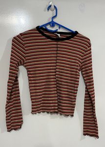 Zara Striped Ribbed Top