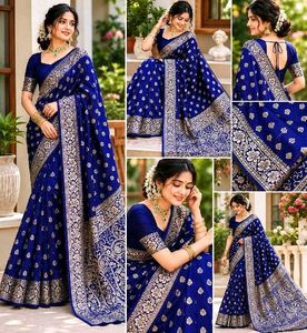 Elegant Royal Blue Silk Saree with Zari Work
