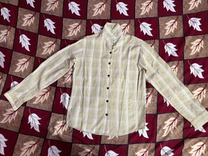 Classic Beige Plaid Long Sleeve Shirt