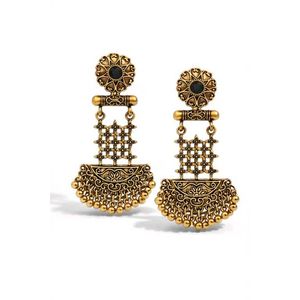 Oxidised Gold Long Jhumka Earrings
