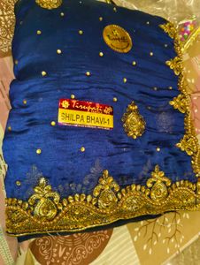 Royal Blue Embellished Saree