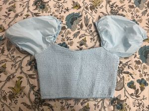 Chic Square Neck Puff Sleeve Crop Top