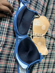Blue Padded Bra with Straps