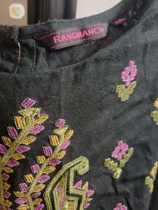 Beautifully Embroidered Black Kurta