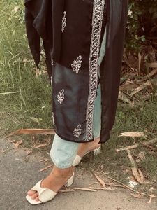 Elegant Black chickenkari Kurta