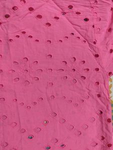Pink Cotton Eyelet Shorts Set