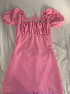 Custom made Pink Puff Sleeve Mini Dress