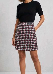 Glamorous black and white houndstooth mini skirt