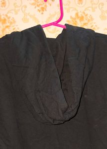 Black Hoodie Dress with Pink Accents
