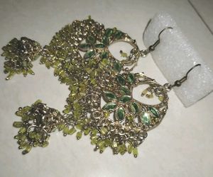 Green Stone Jhumka Earrings