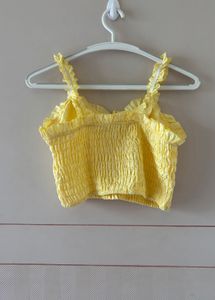 Chic Yellow Smocked Crop Top