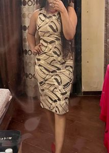 !discount! Abstract Print Bodycon Midi Dress