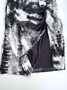 Tie-Dye Ruched Side Slit Skirt