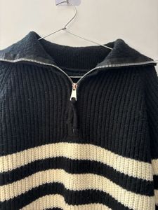 Striped Zip-Up Sweater