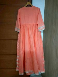 Coral Ethnic Gown With Golden Embroidery 🪷✨