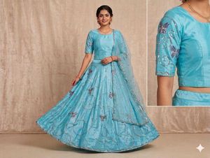 new Blue Embellished Lehenga