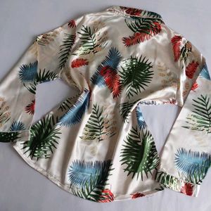 premium Silk Tropical Leaf Print longue wear