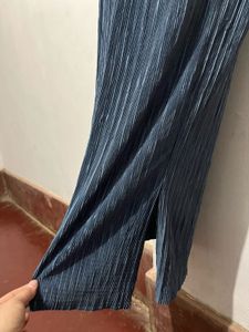 Pleated Blue Midi Dress