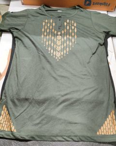 Olive Green Embroidered Tunic Top