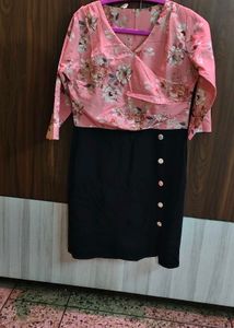 Chic Floral Print Wrap Dress / one piece