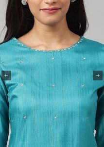 Teal Embellished Kurta