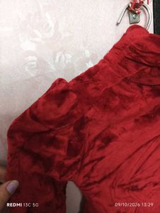 winter Elegant Red Velvet Tunic