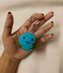 Cute Crochet Sun &amp; Earth Keychain Set ☀️ 🌍