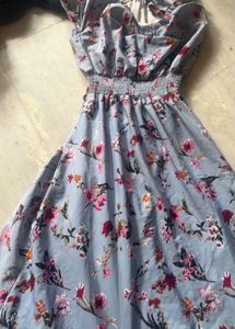 Light Blue Floral Smocked Dress