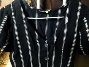 Striped Button-Up Crop Top