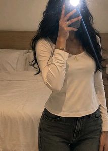 🌟🤍Y2k Cream Long Sleeve Top