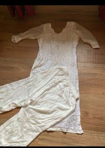 White Chikankari Kurta Set