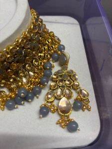 Elegant Grey &amp; Gold Necklace Set