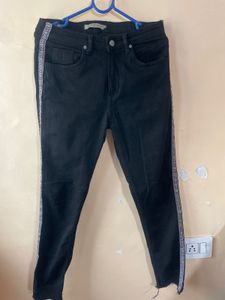 Black Jeans with Side Tape Detail