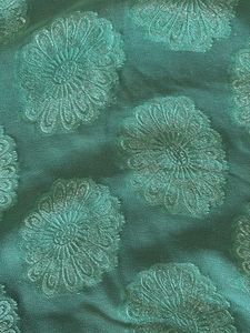 Green Embroidered Saree with attached blouse Piece