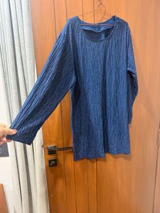 Elegant Blue Crinkle Dress