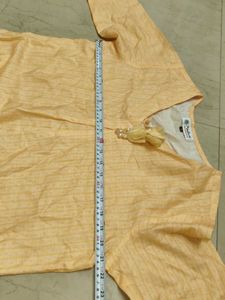 Elegant Yellow Striped Kurta with Tassel Detail