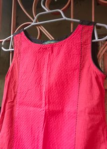 Branded Cotton Red Kurta With Patch Pocket♥️🖤