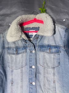 Denim Jacket with Sherpa Collar