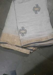 Elegant Embroidered Grey Saree