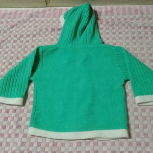 Cute Baby Green Hoodie with Bear Print