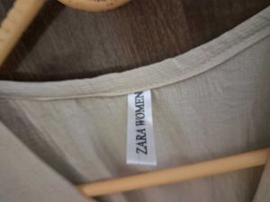 Brown and beige Floral Embroidered Tunic Top